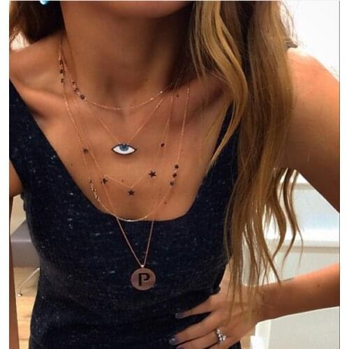 2018 gold color lucky evil eye charm micro pave cubic zirconia sparking stone elegant top quality fashion pendant necklace