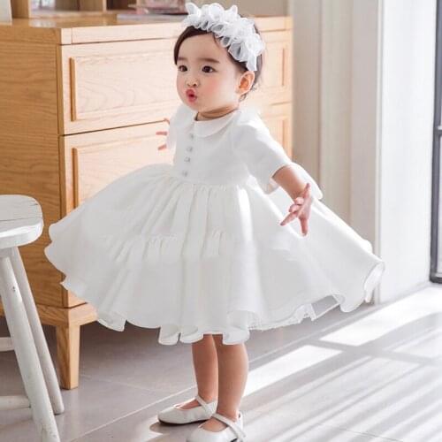 Newborn Baby Girl Gown for Baptism Christening Bow Birthday Infant Dresses Long Sleeve Party Prom Toddler Girl Party Dresses
