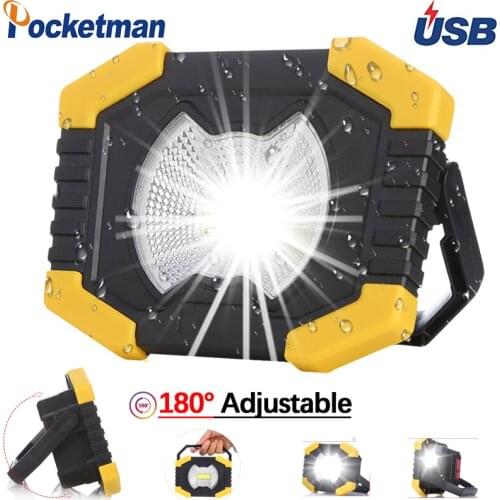 100W protable Spotlight Work Light 180 Degrees Adjustable Lanterns With Built-in Battery Rechargeable for Outdoor Camping