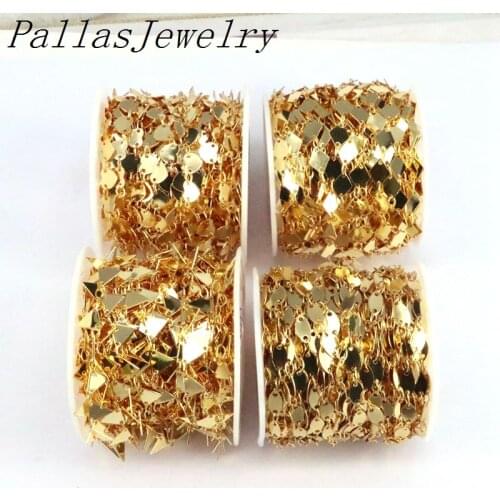 10 Meters, Popular gold plated rosary chain, fashion Heart Triangle shape chain,bracelet/necklace jewelry making component