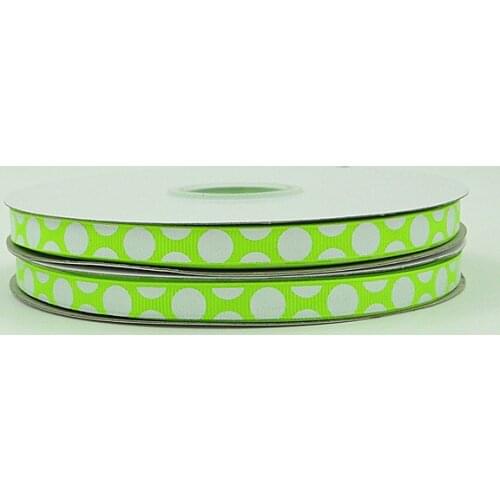 Q&N ribbon 3/8inch 9mm 140916014 Dots silk screen Printing Light Green grosgrain ribbon 50yds/roll free shipping