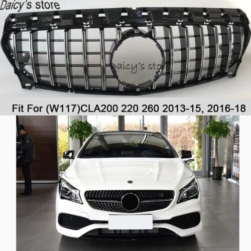 GTR style Grille AMG front grill For CLA Class Mercedes Benz W117 C117 CLA 200 220 CLA260 CLA300 2013-15, 2016-2018 ABS Material