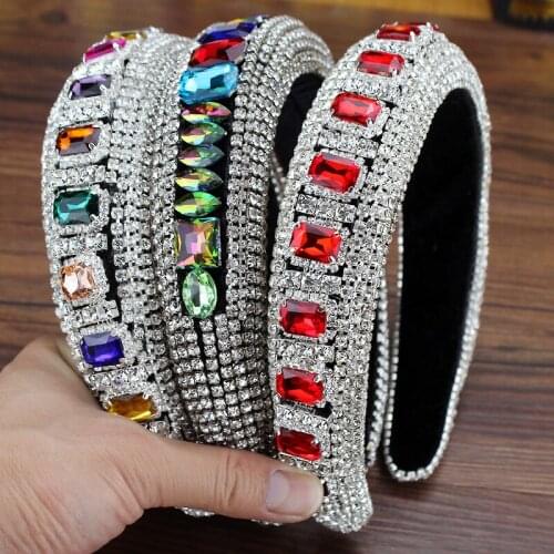 Luxurious Shiny Clear Crystal Baroque Hairbands Diamante Tiara Wedding Queen Headbands For Women Headdress Fashion Hair Jewelry