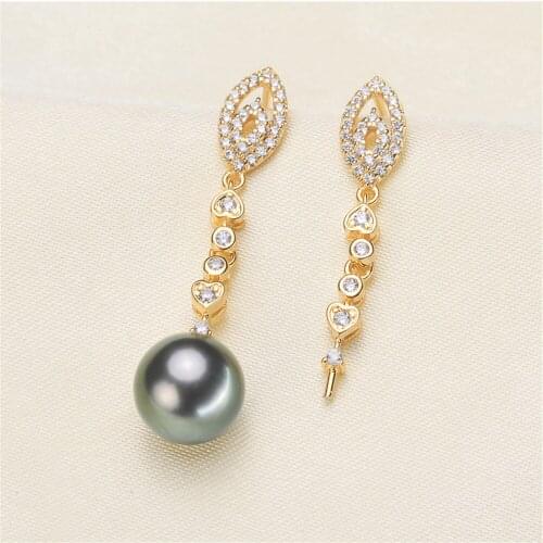 925 Silver Pearl Beads Stud Earrings Setting Base Diy Jewelry Making Findings&Components