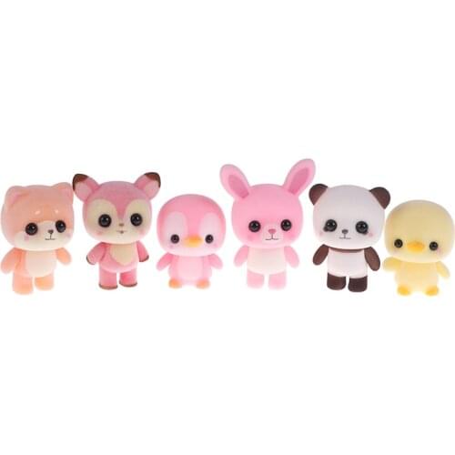 Super Cute Flocking Puppy Panda Doll Kawaii Mini Action Figure Decoration Toys For Children Girls Exquisite Toy Christmas Gift