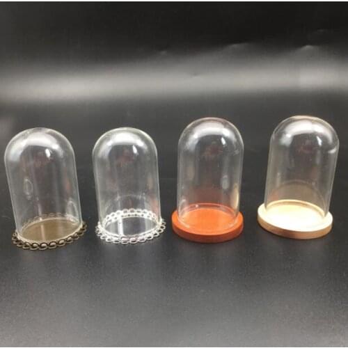 1sets 50x30mm Bell jar shape tube clear glass bubble bottle & tray for DIY jewelry necklace accessories finding craft display