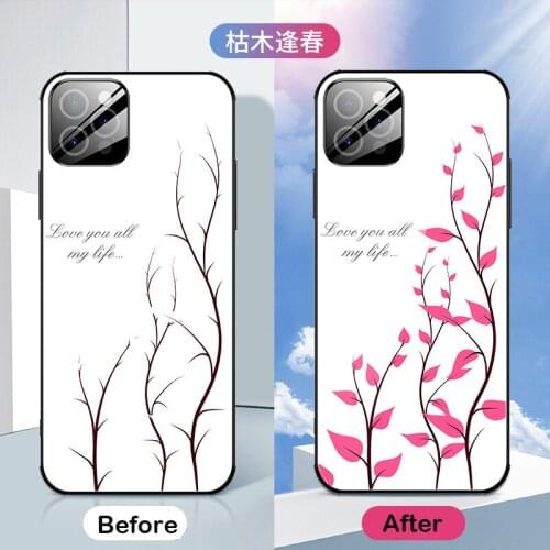 Shockproof Temepred Glass Phone Case For iPhone 11 Pro Max Case Flower Bloom Full Cover Coque For iPhone 12 Pro Max 11 Pro Funda