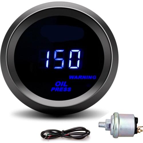 52MM Gauge Oil Pressure Gauge with Sensor Digital LED Backlight Gauge Warning Light Oil Press Meter for 12V 4/6/8 Cylinder Car
