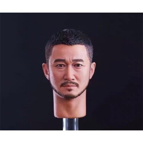 In Stock For Sale 1/6th Tough Guy Head Sculpture Asian Star Wu Jing Male Head Sculpture For Usual 12inch Doll Action Figures