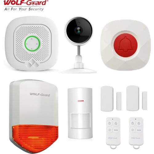 Wolf-Guard Tuya WiFi Home Alarm Security System Kit IP Camera /Doorbell Mode /Alarm /Sensor /Siren Compatible w/ Alexa & Google