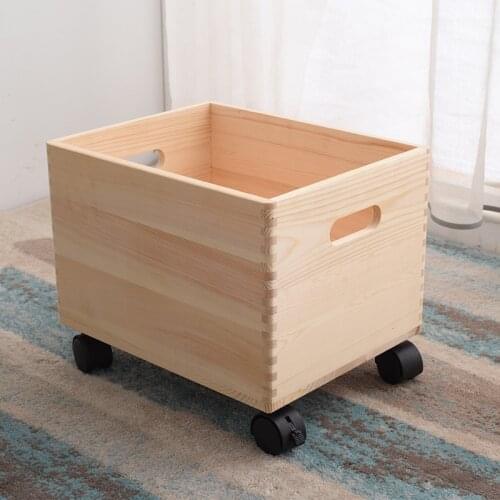 Sundries Storage Box Large Capacity Desktop Storage Wooden Box with Wheels Underwear Clothes Organizer Laundry Baskets