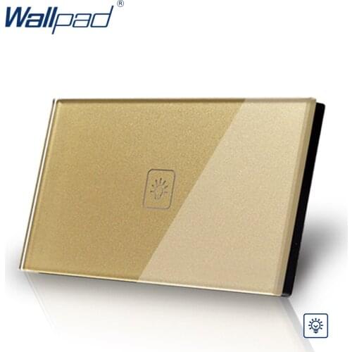 1 Gang Dimmer Smart Home AU US LED 118*72mm Wallpad Crystal Gold Crystal Glass Dimmer Touch Screen Wall Switch Free Shipping