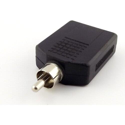1pcs Audio Video RCA Phono Male To 2x 6.35mm 1/4" Female Splitter Adapter Connector