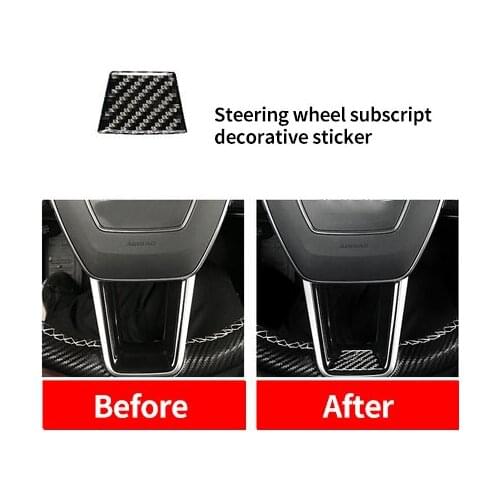 For AUDI A6L 2019 carbon fiber steering wheel subscript decorative sticker 1pc
