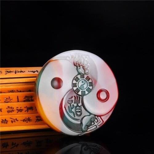 1pc Natural Color Hetian Jade Stone Tai Chi Gossip Pendant Chinese Jadeite Jewelry Charm Reiki Amulet Carved Gifts for Women