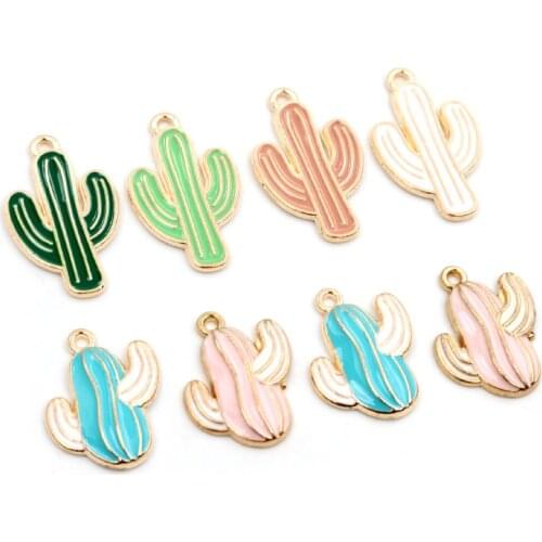 10pcs Enamel Cactus Charms Pendant for Jewelry Making Supplies Alloy Metal Drop Oil DIY Jewelry Making Findings Accessories