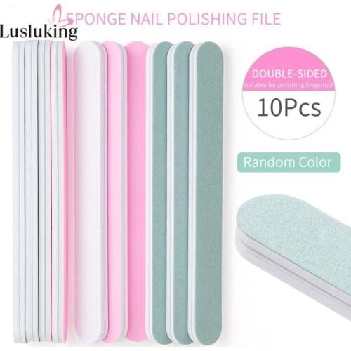 10pcs Nail File Straight Nail Sanding Polish Buffer Block Professional Nail Files Manicure Pedicure Care Nail Art Polishing Tool