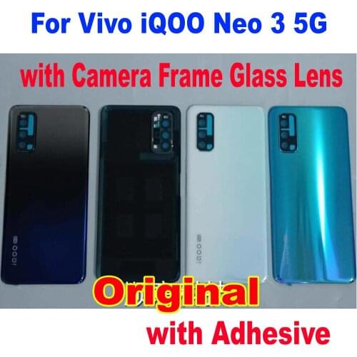 100% Original Best Back Battery Cover Housing Door Rear Case + Camera Frame Glass Lens For Vivo iQOO Neo 3 Neo3 5G with Adhesive