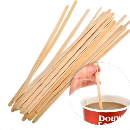 100pcs Restaurant Coffee Shop Wooden Stirring Rod Disposable Hot Drink Long-Handled Wooden Stirring Rod Coffee Mixing Stick