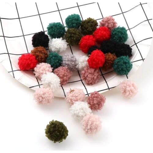 New Fashion 20pc Mix Soft Curl Ball DIY Earrings Pendant Jewelry Findings Charm Fur Covered Ball Beads DIY 18mm Accessories