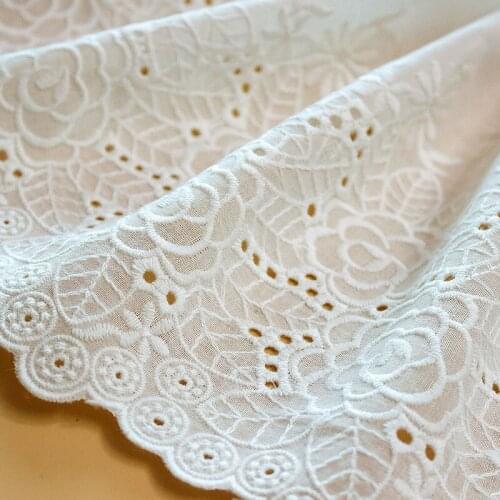 3Yards/Lot Width 25cm Ivory 100% Cotton Embroidered Lace Fabrics, Womens Clothing Diy Lace Trim VQX161908