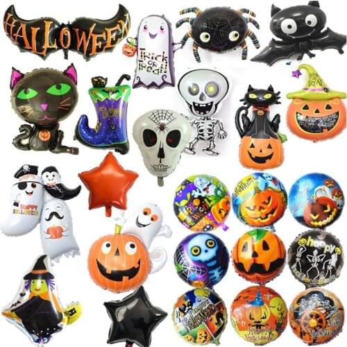 33 Types New Happy Halloween Helium Balloon Pumpkin Ghost Bat Skull Star Foil Latex Balloon for Halloween Party Supplies Decor