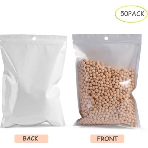 50Pcs Clear White Self Seal Zip Lock Plastic Bags Retail Packaging Poly Hang Hole For Storage Pouch Ziplock Free Shipping