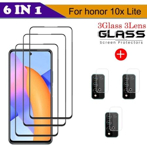 6 IN 1 Front Tempered Glass For Huawei honor 10x Lite Screen Protector Explosion-proof Glass For Huawei honor 10x Lite Lens Film