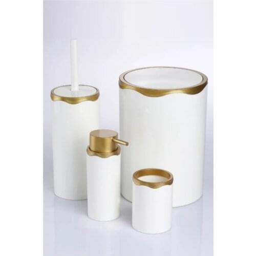 Acrylic White Bronze Color 4 Piece Bathroom Set