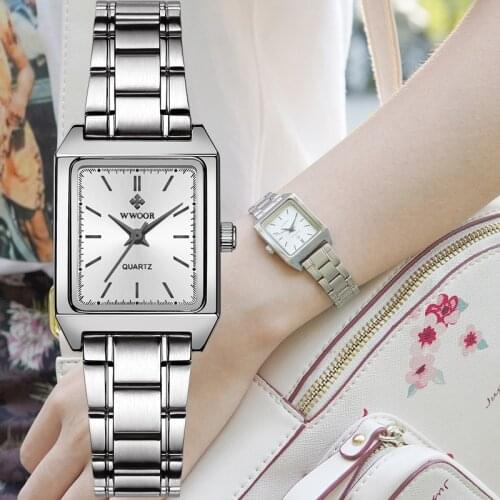 Montre Femme WWOOR 2020 Luxury Brand Ladies Watch Womens Square Watch Fashion Elegant Women Quartz Wrist Watch Relogio Feminino