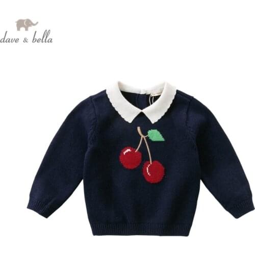 DBW14749 dave bella autumn cute baby girls Christmas fruit knitted sweater kids fashion toddler boutique tops