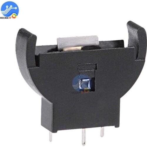 20PCS Black Plastic CR2032 2032 3V Half-Round Cell Coin Battery Socket Holder Case Module Battery Boxes Vertical Inline 3 Pins