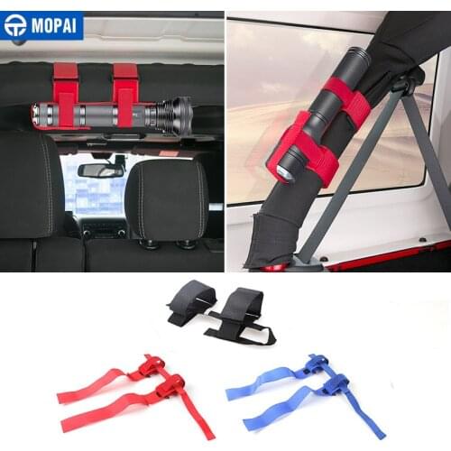 MOPAI Car Interior Bandage Roll Bar Flashlight Holder Accessories for Jeep Wrangler JK JL 2007-2020 for Jeep Gladiator JT 2018