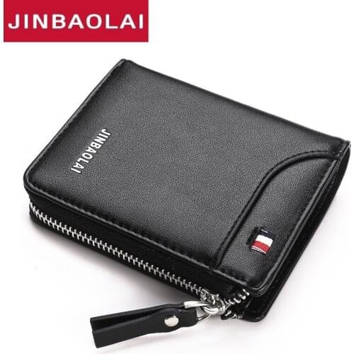 Card Holder Men Wallets Zipper Coin Pocket Sample Solid Men Leather Wallet Card Holder Male Purse Cartera High Quality Wallet