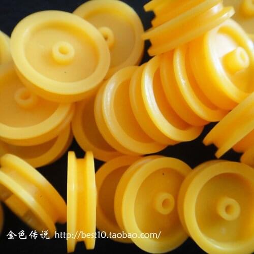 F17638 JMT 2 x 17mm 10pcs Small Yellow Plastic Pulley Wheel Motor Pulley DIY Toy Accessory for Mini Car