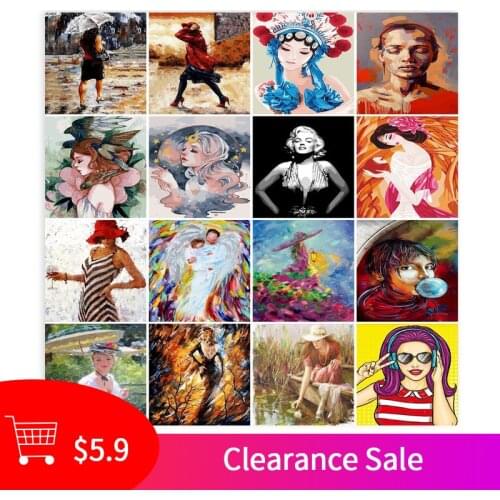 GATYZTORY Oil Painting By Numbers Figure DIY Paint By Numbers For Adult On Canvas Home Decor Frameless Digital Painting