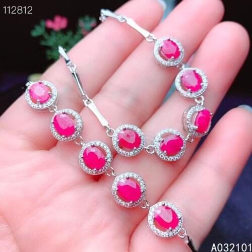 KJJEAXCMY fine jewelry S925 sterling silver inlaid natural ruby Girl fashion hand Bracelet Support test Chinese style with box