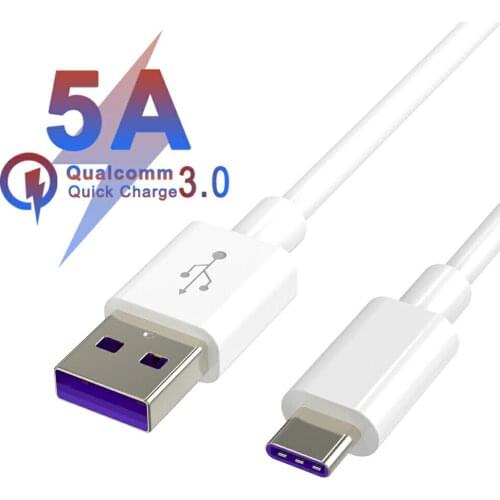 Cable USB Type C 5A Supercharge For Huawei Mate 20 P30 P20 Pro 3A Fast Charging Phone Cord Cable For Honor 20 10 8 V10 USBC Cabo