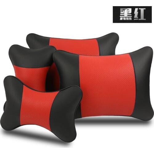 KKYSYELVA PU Leather Car Headrest Pillow Neck Pillows Lumbar Support for Office Chair Waist Back Support Car Styling