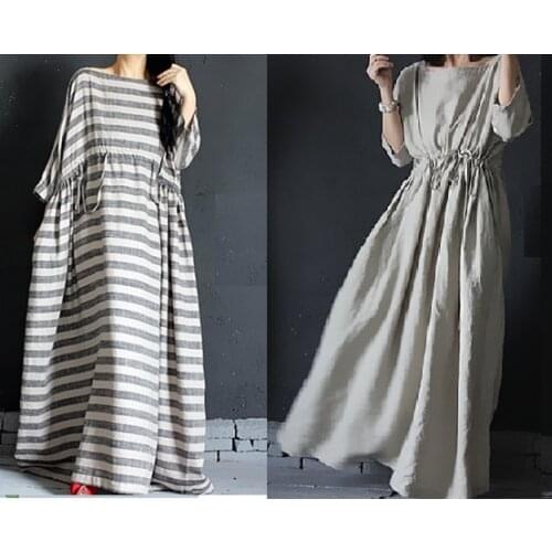 - - brief vintage fluid drawstring super large loose one-piece dress 17390