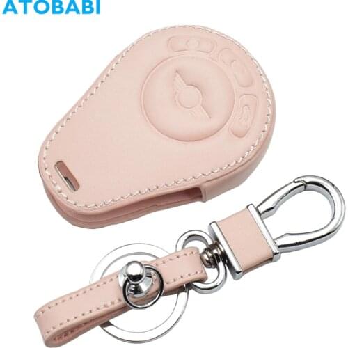 Leather Car Key Case For BMW Mini Cooper Countryman 3 Buttons Smart Remote Fob Cover Keychain Holder Protector Bag Accessories