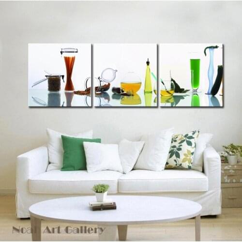 Beautiful Glass Bottles for Juice High Definition Giclee Canvas Print Painting Kitchen Room Wall Hang Artworks Original Designs
