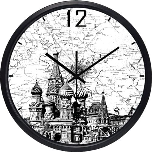 The Kremlin Russia Quartz Scenic Modern Metal Glass Wall Clock Hotel Silent Clock Watch