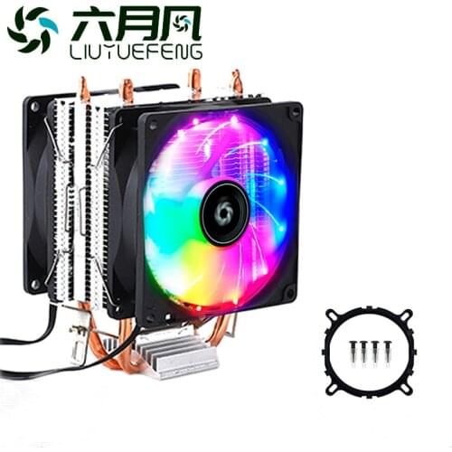 LIUYUEFENG New 2 Heat Pipes CPU Cooler PWM RGB PC Quiet Intel LGA 2011 775 1200 1150 1151 1155 AMD AM3 AM4 90mm CPU Cooling Fan