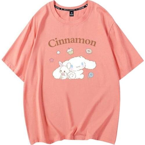 Summer Fashion Girl T Shirt Print Letter Cartoons Cake Long-eared Dog Little Rabbit Female Tees Loose Short-sleeved Tops Women