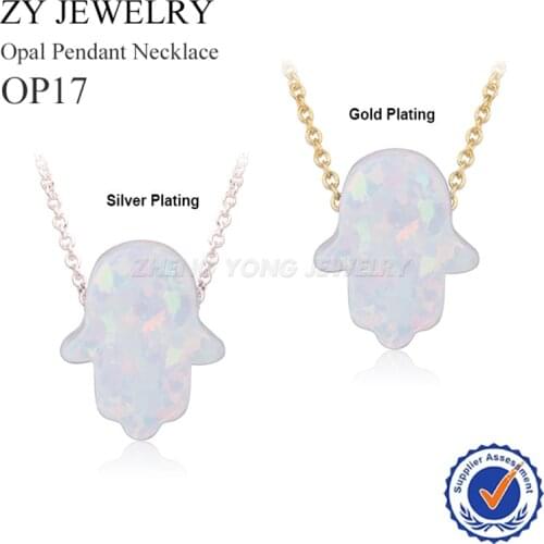 Best Selling Opal Color Necklace Silver Plated Hamsa Opal Necklace High Quality 11x13mm Hand White Fire Opal Pendant Necklace