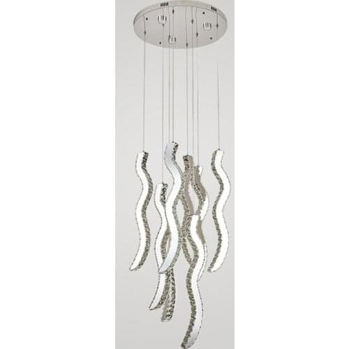 New modern led crystal chandelier for living room luxury staircase lighting fixtures large hallway stainless steel hanging lamp