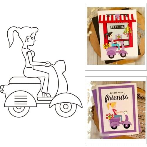 2021 New With Girl Riding scooter Metal Cutting Dies For DIY Craft Making Greeting Card Album Paper Scrapbooking No Clear Stamps