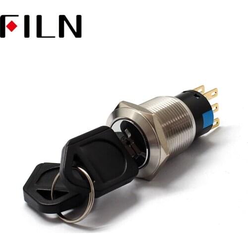 19mm Metal 3Pin 6pin ON-OFF ON-OFF-ON 2Position 3Position DPST DPDT A Series Electronic Lock Key Switch