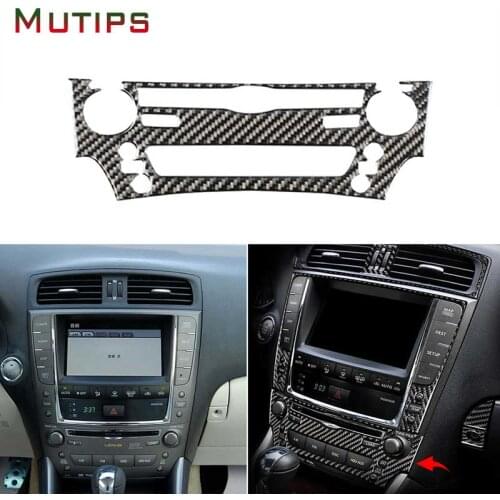Mutips Car CD Control Panel Trim Frame Cover Center Console Carbon Fiber Sticker Accessories For Lexus IS250 300 350C 2006-2012